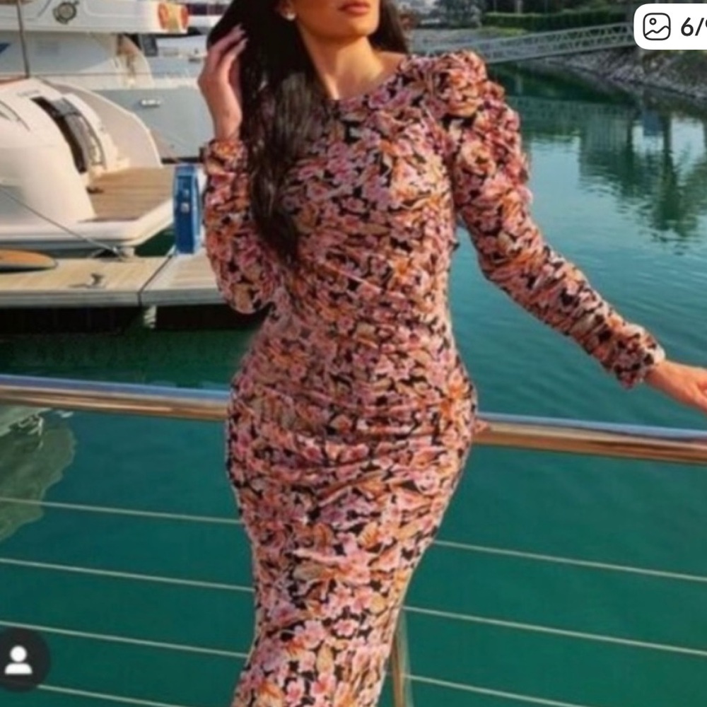 ZARA - S - Floral Long Sleeve Dress